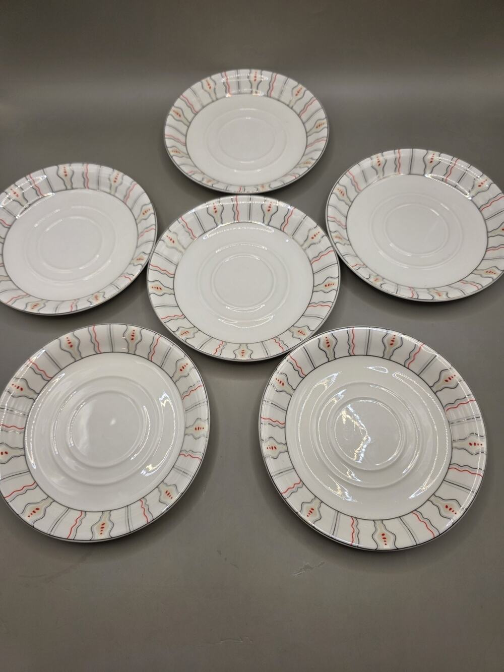 Lot of 6 Vintage Myott Son & Co Kendal Saucer Plates Art Deco England MCM